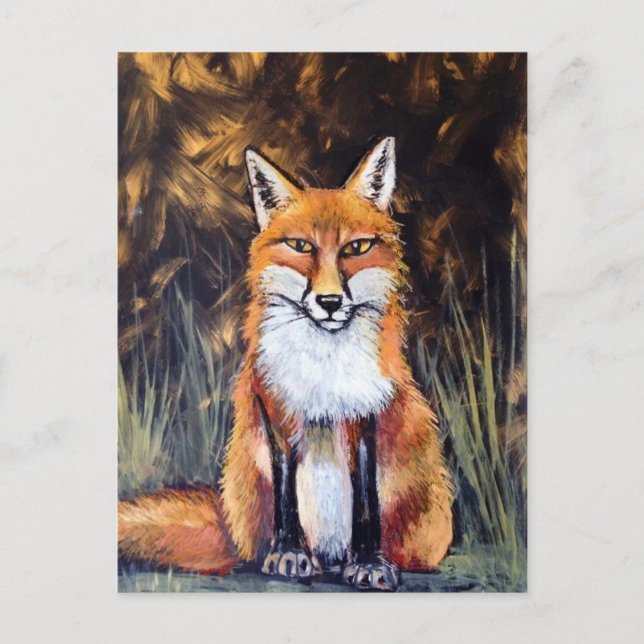 Carte Postale Fox pastel à l'huile (Devant)