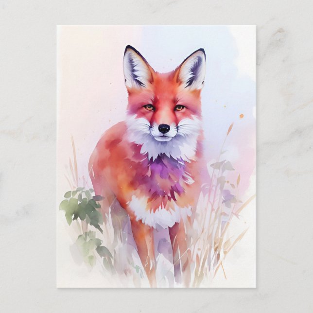 Carte Postale Fox Watercolor Portrait 2 (Devant)