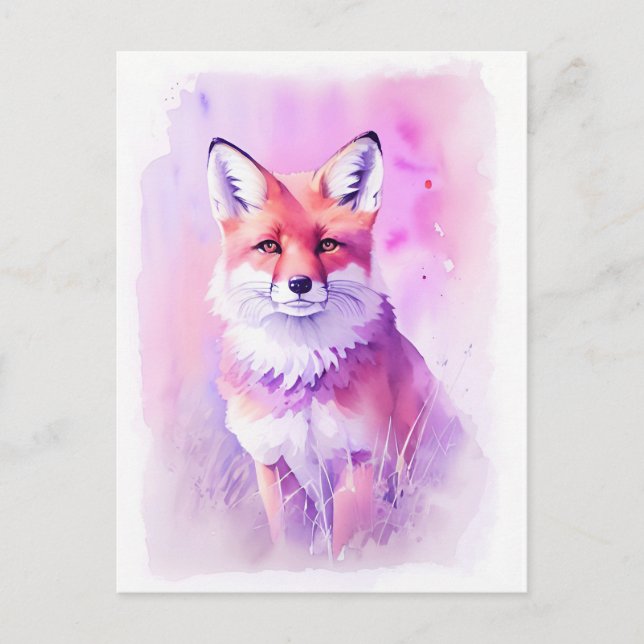Carte Postale Fox Watercolor Portrait 3 (Devant)