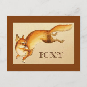 Carte Postale "Foxy" - Dessin japonais Vintage d'un renard