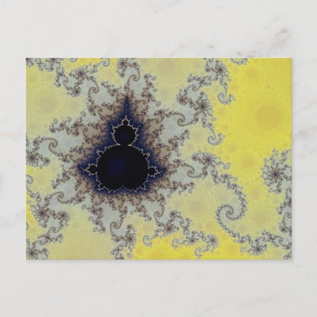 Carte Postale Fractal Mandelbrot jaune et bleu (Devant)