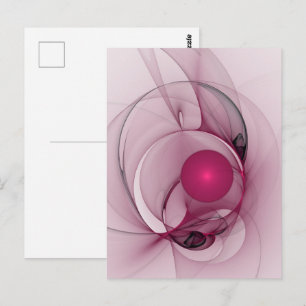 Carte Postale Fractale balançante, Art Abstrait Moderne Rose Ber