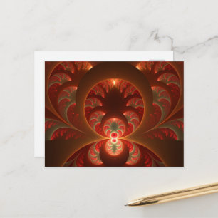 Carte Postale Fractale moderne abstraite lumineuse orange rouge