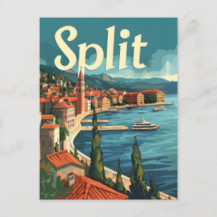 Carte Postale Fractionner la Croatie Vintage