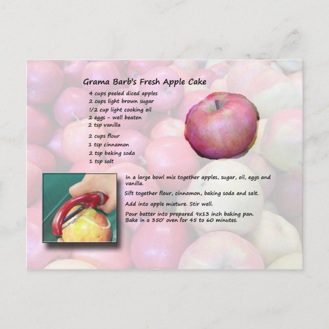 Carte postale fraîche de gâteau aux pommes de (Devant)