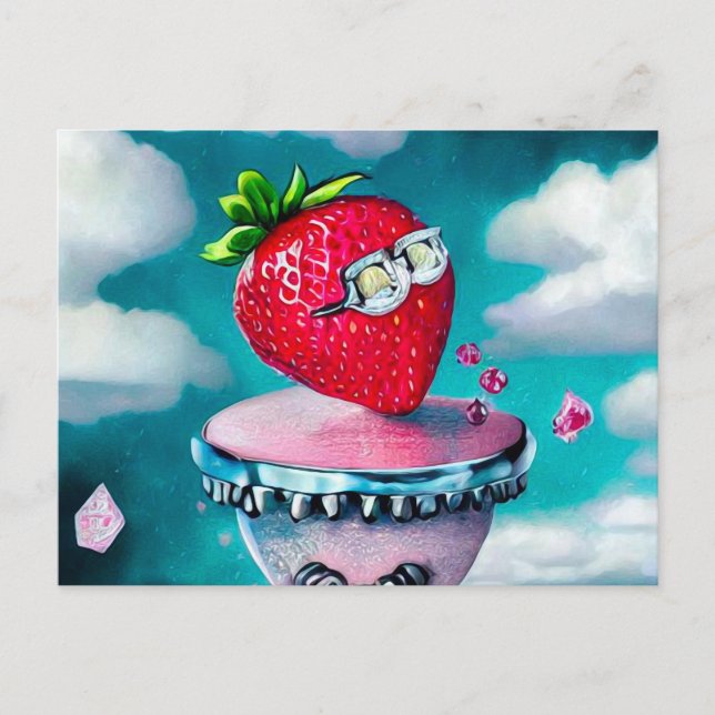 Carte Postale Fraise avec lunettes de soleil (Devant)