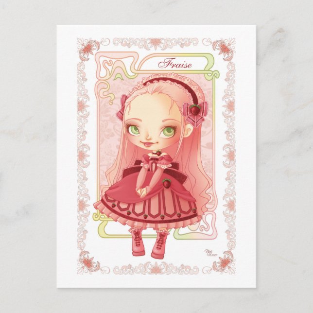 Carte Postale Fraise de Lolita de crème glacée (Devant)