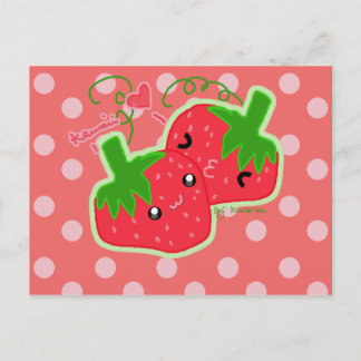 Carte Postale Fraise Kawaii