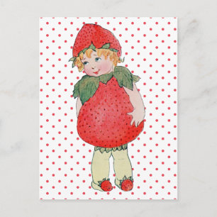 Carte Postale Fraise Vintage mignonne