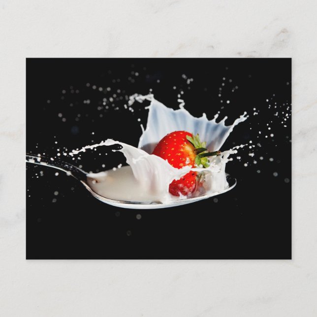 Carte postale Fraises et crème (Devant)