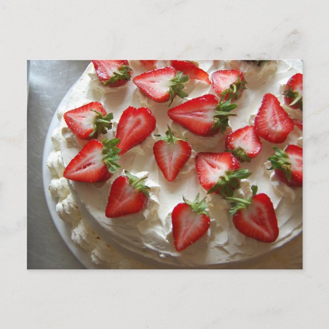 Carte postale Fraises et Gateau de crème (Devant)