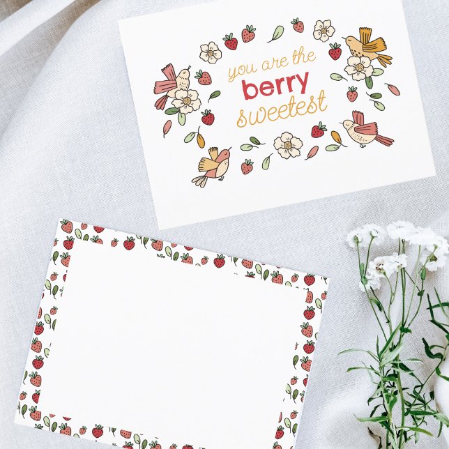 Carte Postale Fraises et oiseaux Berry doux (Créateur téléchargé)