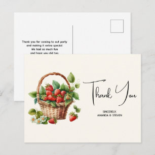 Carte Postale Fraises fraîches dans un Merci de panier en osier