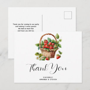 Carte Postale Fraises fraîches dans un Merci de panier en osier
