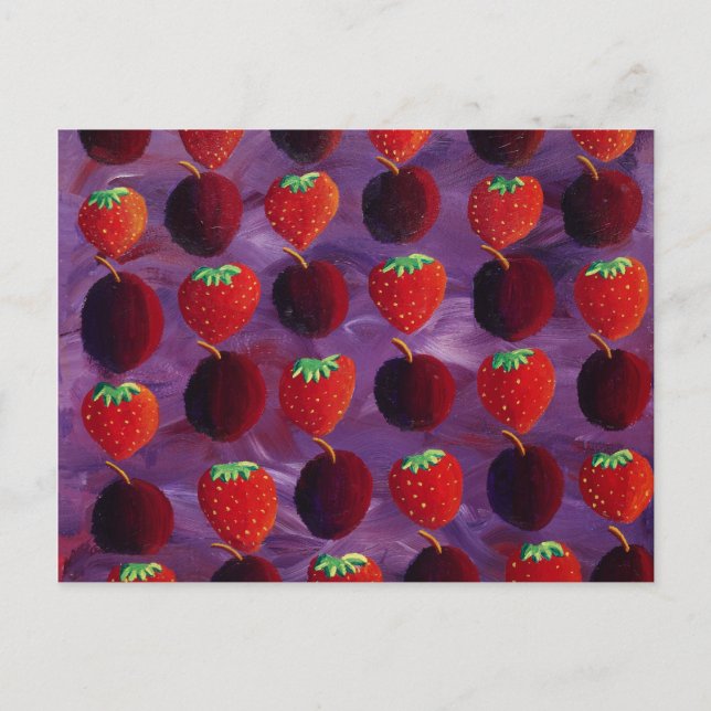 Carte Postale Framboises et prunes (Devant)