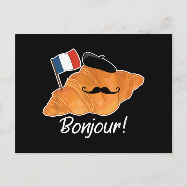 Carte Postale Français Croissant Lover France Drapeau Francophil (Devant)