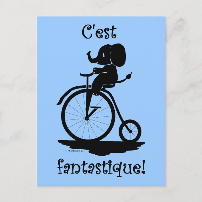 Carte Postale Français Fantastique Elephant Pennyfarthing Bike (Devant)