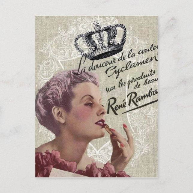 Carte Postale Française Couronne glamour fashionista parisien (Devant)