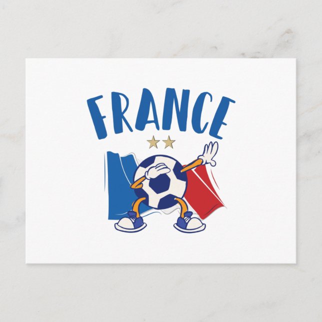 Carte Postale France Dabbing Soccer Ball Flag 2 stars (Devant)