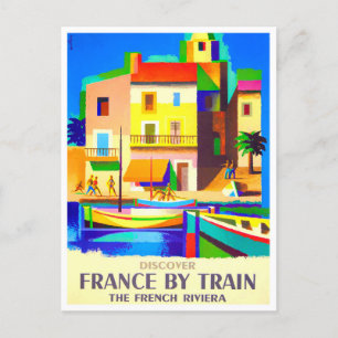Carte Postale France en train voyage vintage