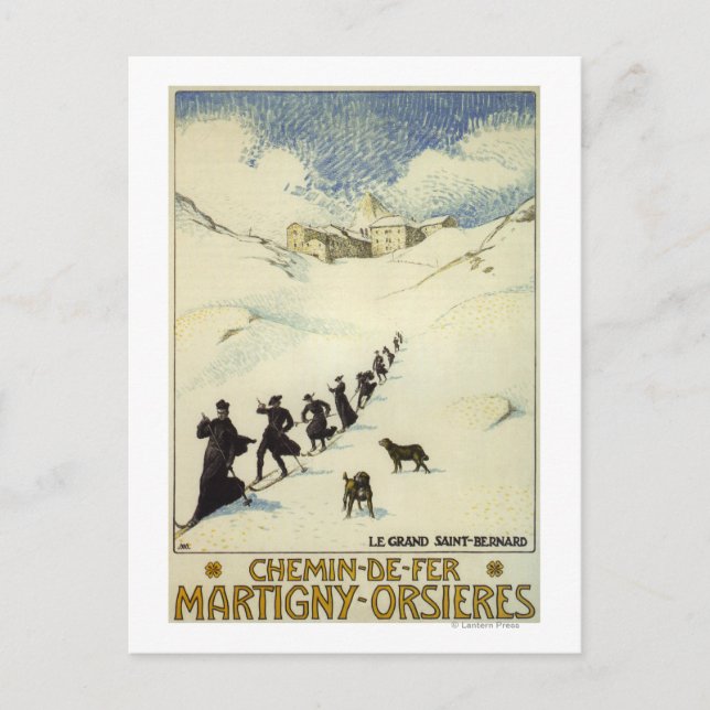 Carte Postale France - Moines faisant du Ski (Devant)
