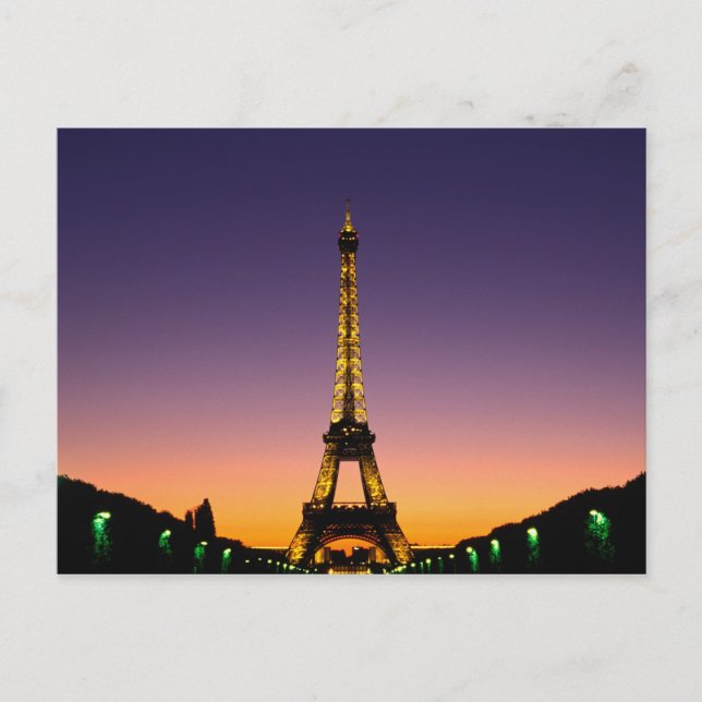 Carte Postale France, Paris, Tour Eiffel au coucher du soleil. (Devant)