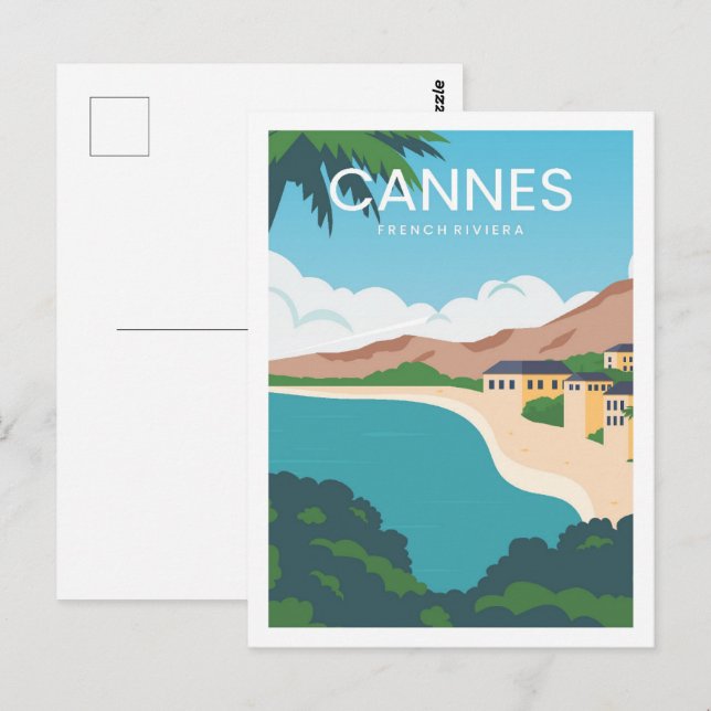 Carte Postale France Riviera Cannes Illustration du lieu de voya (Devant / Derrière)