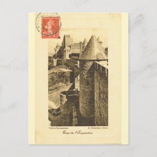 Carte Postale France vintage, Murs de la Carcasonne médiévale