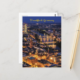 Carte Postale Francfort, Allemagne à Twilight