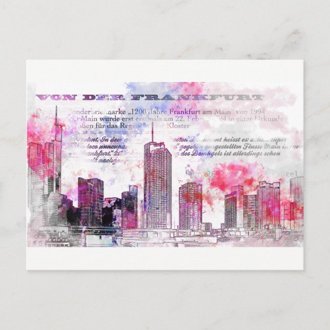 Carte Postale Francfort, Architektur - Illustration Popart (Devant)