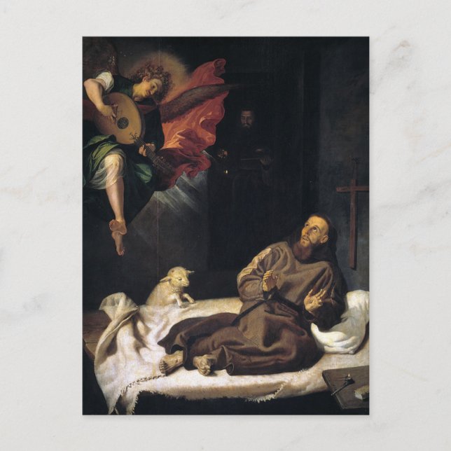 Carte Postale François d'Assise avec musique ange (Devant)