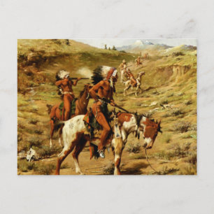 Carte Postale Frank Tenney Johnson Art occidental "La Partie de