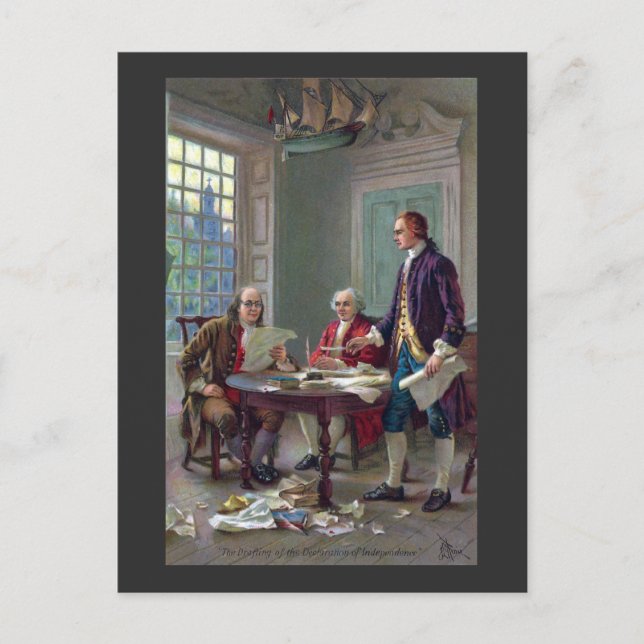 Carte Postale Franklin, Adams et Jefferson à Philadelphie 1776 (Devant)
