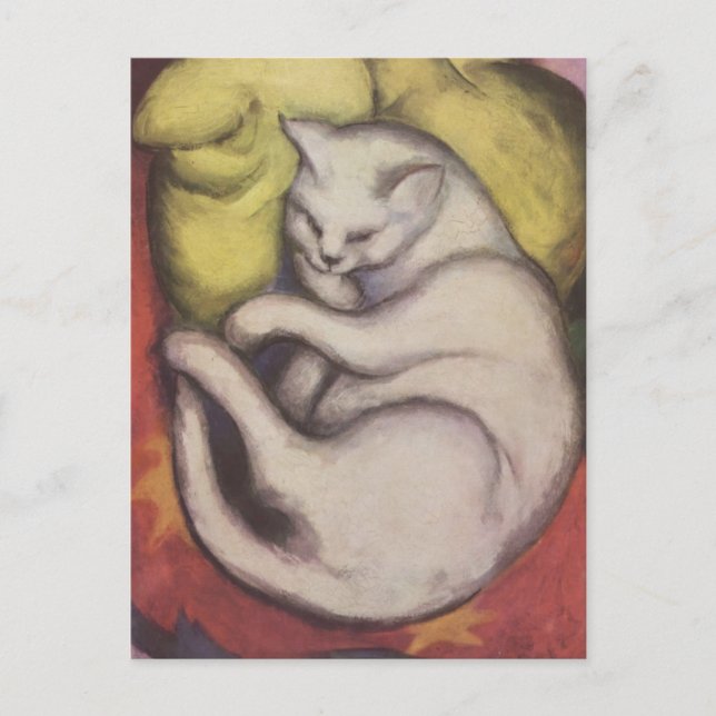 Carte Postale Franz Marc - Chat sur un coussin jaune (Devant)