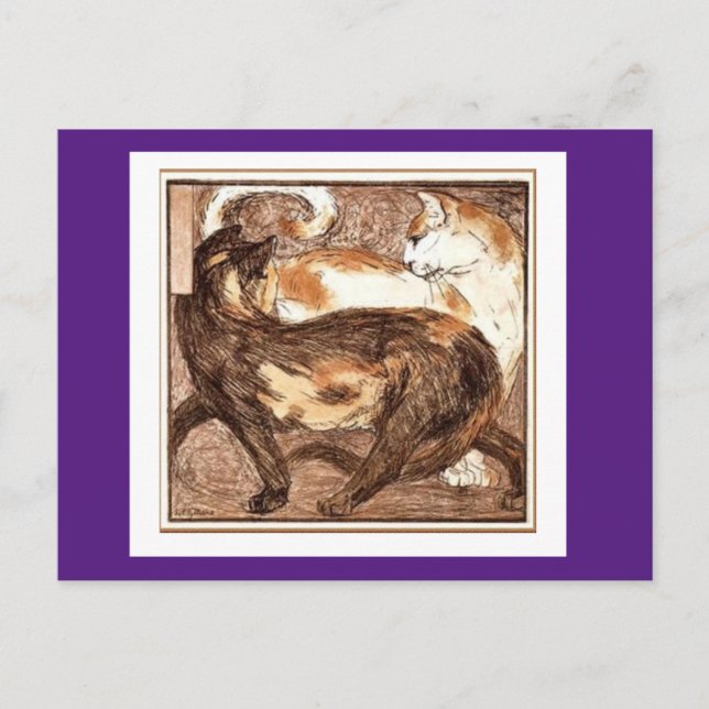 Carte Postale Franz Marc, Deux Chats, Art (Devant)