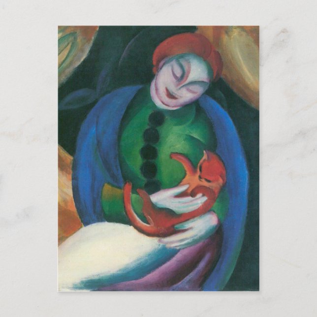Carte Postale Franz Marc - Fille avec un chat II (Devant)