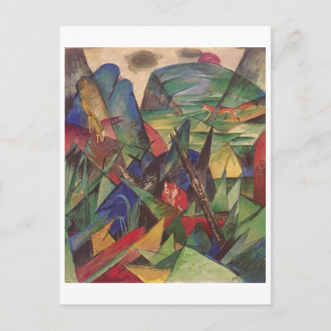 Carte Postale Franz Marc - Foxes 1913 Huile Canvas Red Fox Sly (Devant)