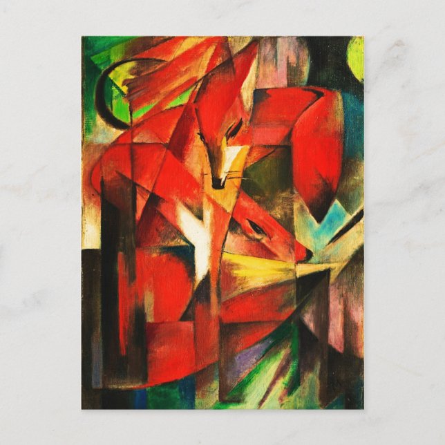 Carte Postale Franz Marc Les Renards Red Fox Art Moderne Peintur (Devant)