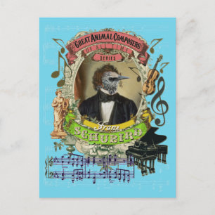 Carte Postale Franz Schubird Drôle Oiseau Animal Composer Schube