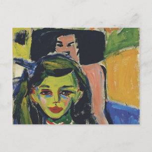 Carte Postale Fränzi devant la chaise sculptée par Ernst Kirchne