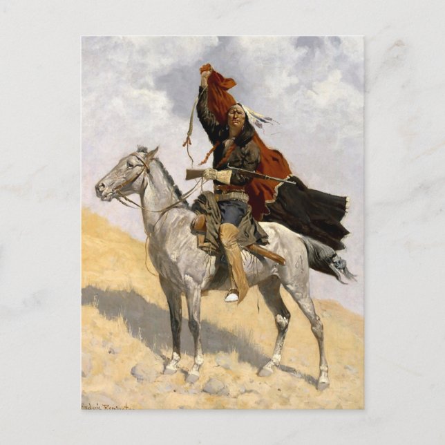 Carte Postale Frédéric Remington Art de l'Ouest "Le signal génér (Devant)
