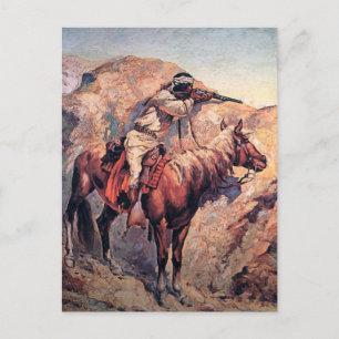 Carte Postale Frederic Remington Art Occidental "Apache Ambush"