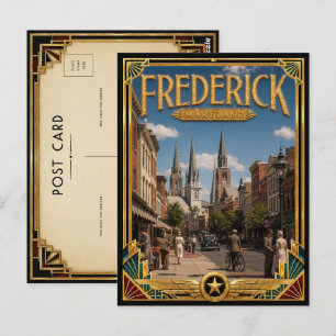 Carte Postale Frederick Maryland Art Déco Vintage Âge d'Or