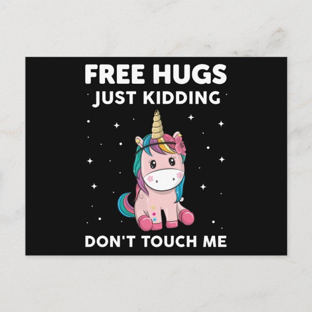 Carte Postale Free Hugs Just Kidding Do Not Touch Me (Devant)