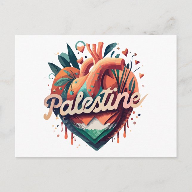 Carte Postale Free Palestine, je suis debout avec la palestine,  (Devant)