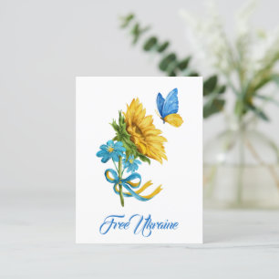 Carte Postale Free Ukraine Sunflower & Butfly Postcard