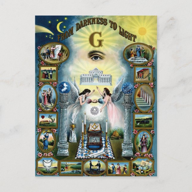 Carte Postale Freemasoney artisanal Hazen maçonnique (Devant)