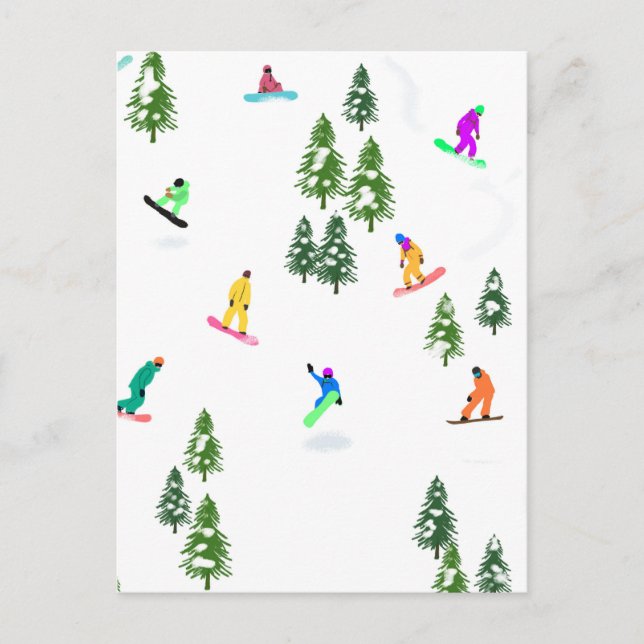 Carte Postale Freeride Snowboardeur Snowboard Hiver (Devant)