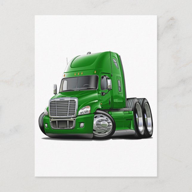 Carte Postale Freightliner Cascadia Green Truck (Devant)