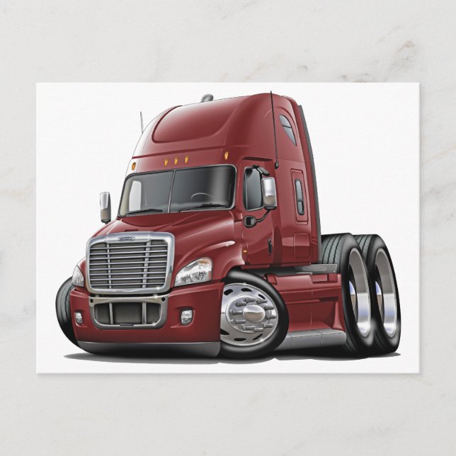 Carte Postale Freightliner Cascadia Maroon Truck (Devant)